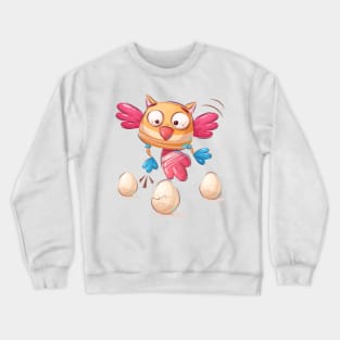 Funny Cute Owl dropping eggs Crewneck Sweatshirt